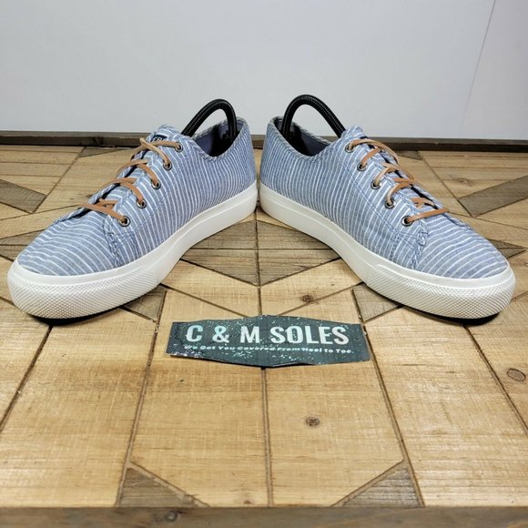 Womens Sperry Size 11M Blue & White Stripes Shoes Leather Laces Classic STS84275 - Picture 4 of 10